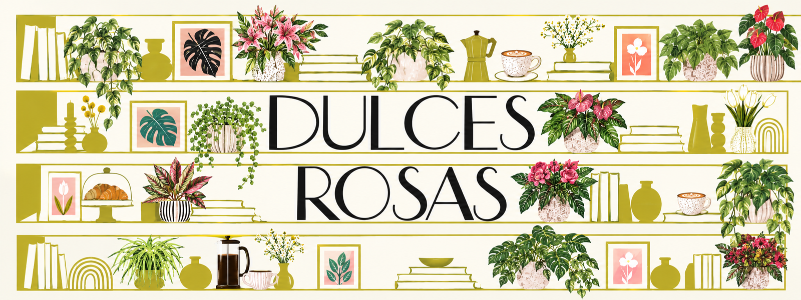 Repisa botánica ilustrada Dulces Rosas Metepec - Flowers, Tea & Coffee